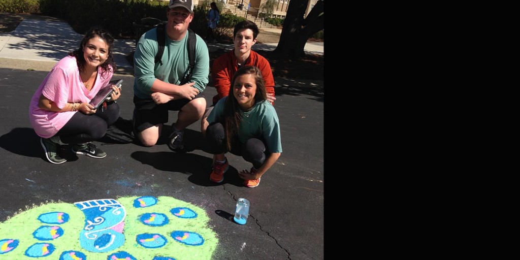 Students with peacock